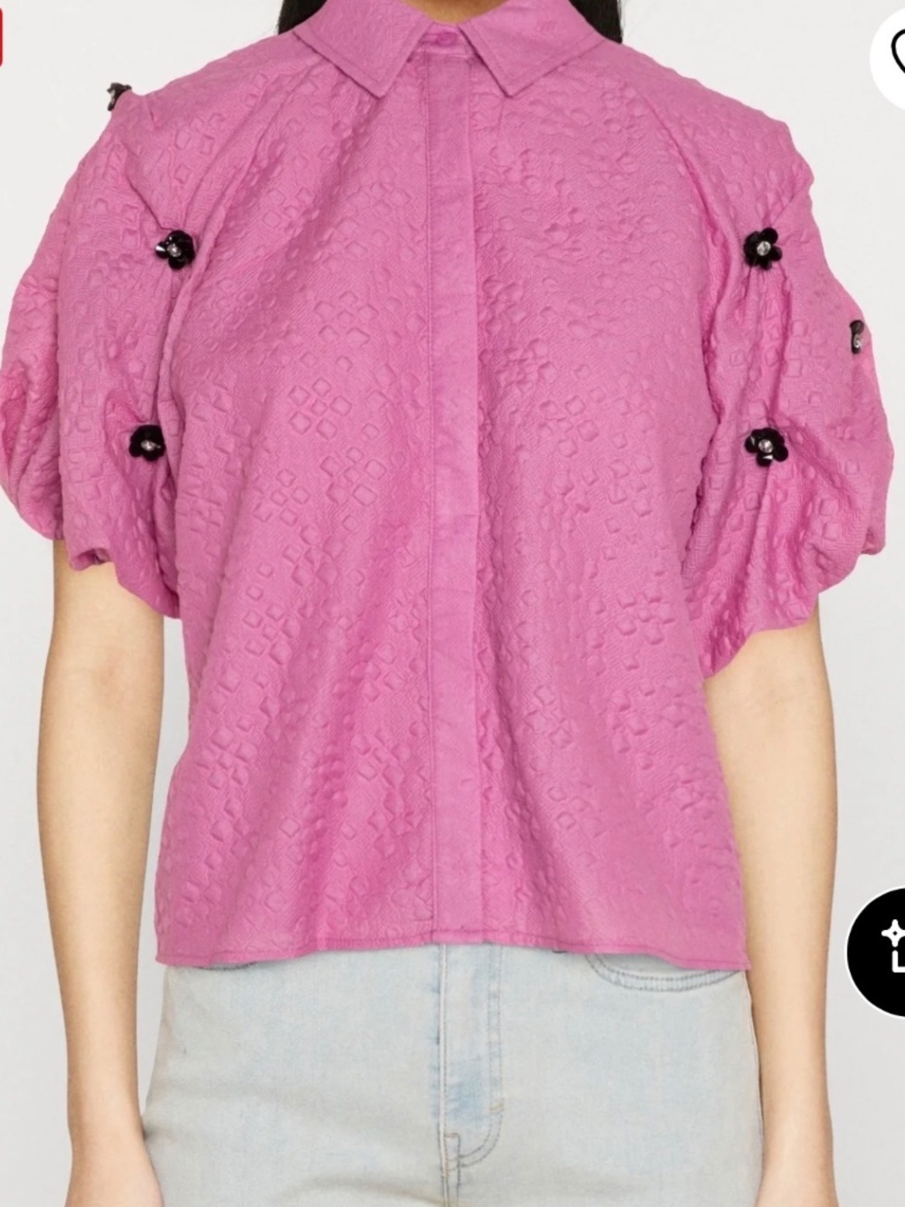 Sister Jane Maude puff sleeves shirt in pink XS